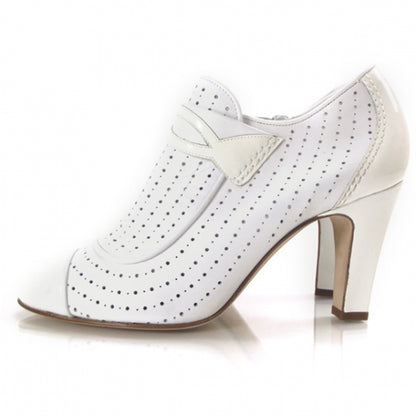 Chanel Perforated Leather Ankle Boots 38.5 White 2 of 8