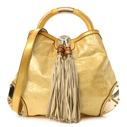 Gucci Shine Guccissima Medium Indy Top Handle Hobo Yellow 1 of 18