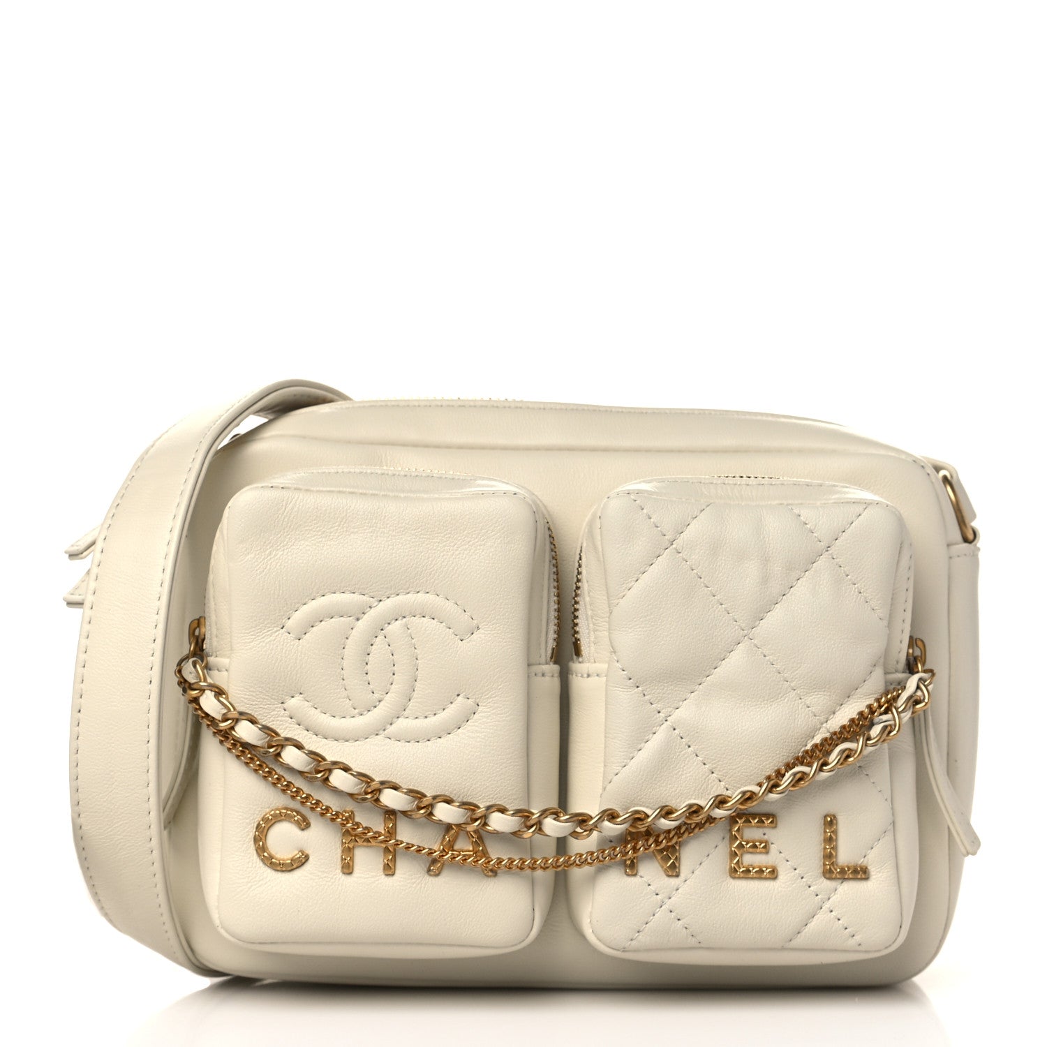 Chanel Calfskin Quilted Small Camera Case White 1 of 9