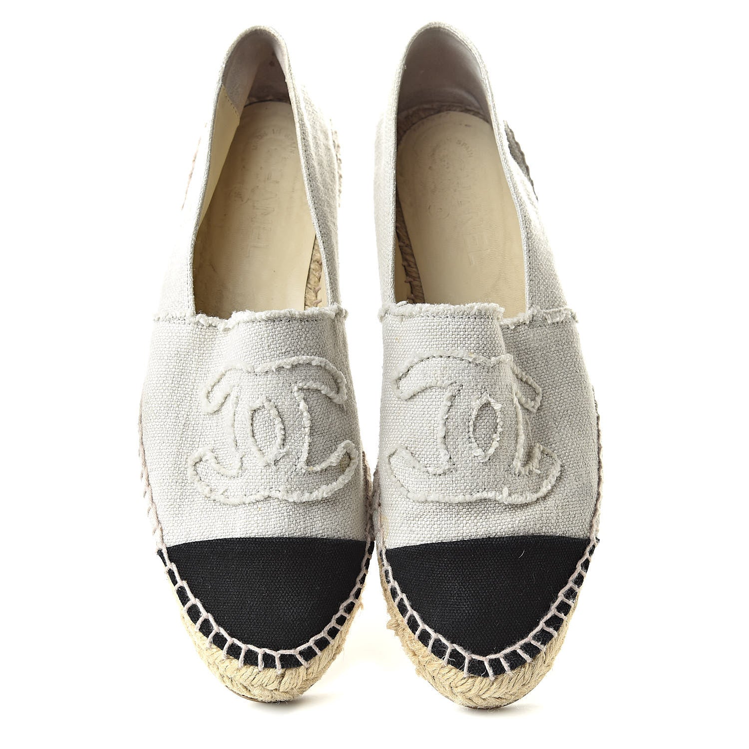 Chanel Linen CC Espadrilles 40 Beige Black 7 of 14