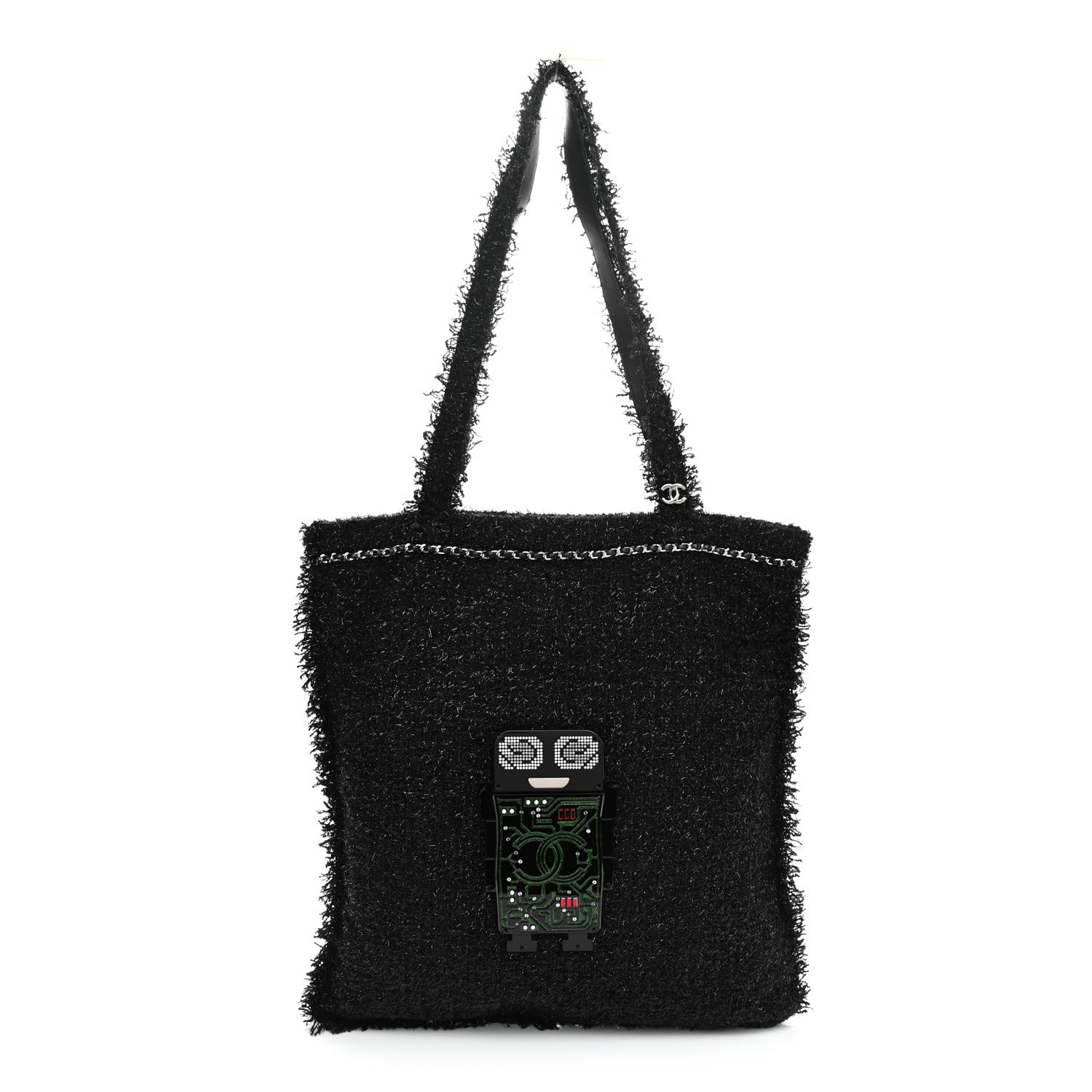 Chanel Tweed Resin Strass Large Robot Shopping Bag Black 1 of 10