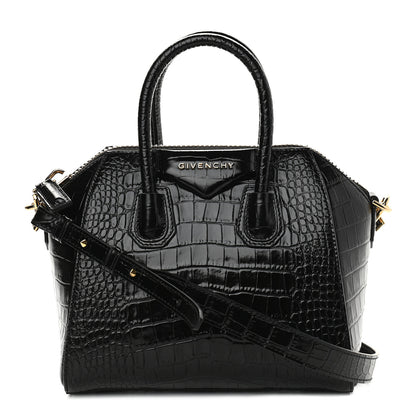 Givenchy Calfskin Crocodile Embossed Mini Antigona Black 1 of 9