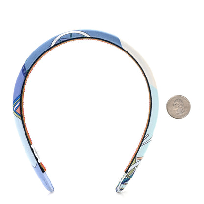 Hermes Silk Twill La Folle Parade Elsa Headband Bleu Jean 2 of 3
