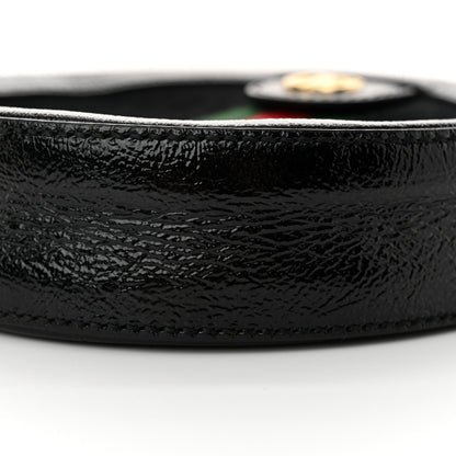 Gucci Suede Patent Web Mini Ophidia Round Shoulder Bag Black 10 of 12