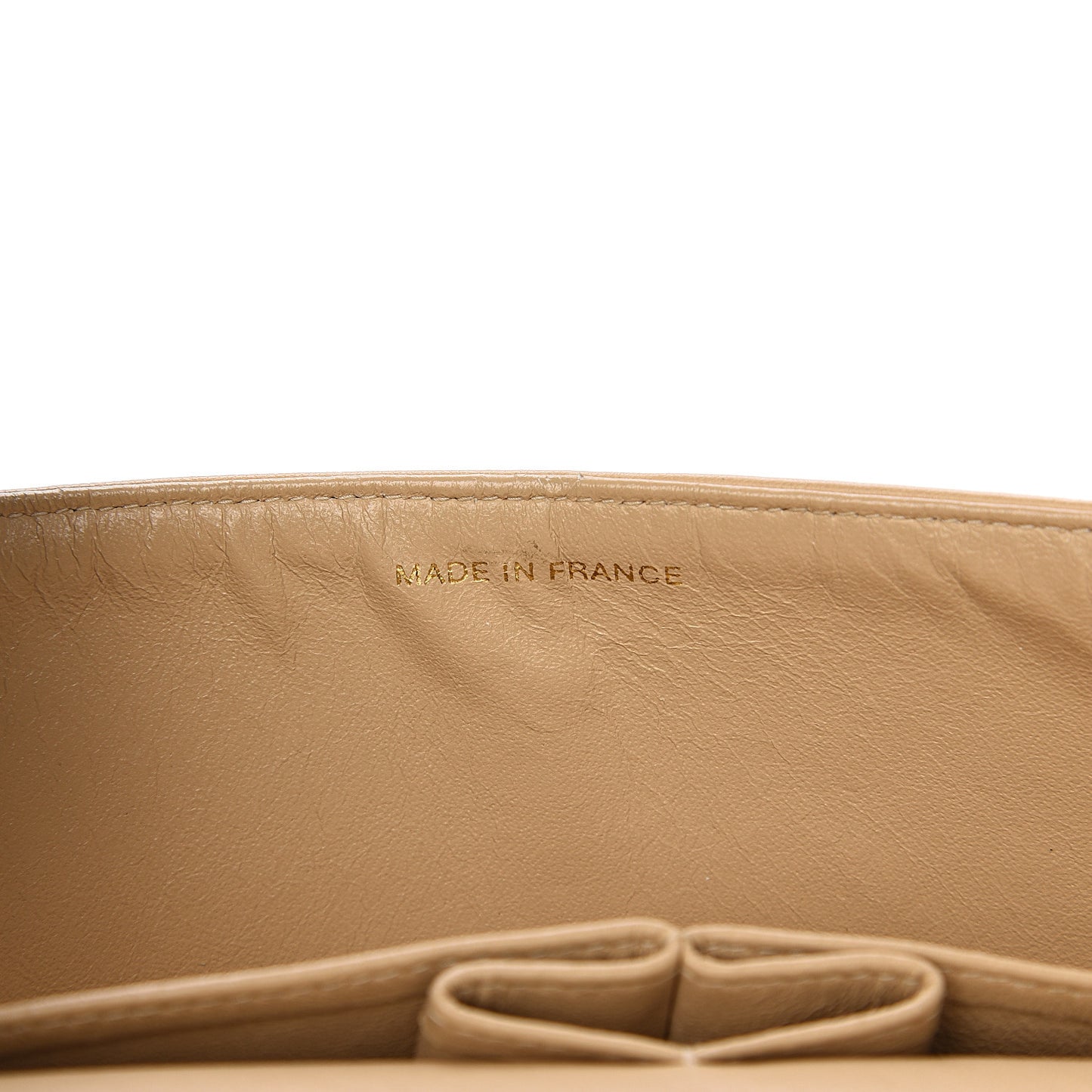 Lambskin Quilted Medium Double Flap Beige