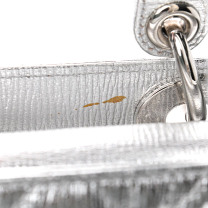 Christian Dior Metallic Grained Calfskin Cannage Small Lucky Badges My Lady Dior Silver 5 of 5