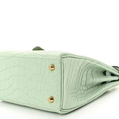 Hermes Matte Alligator Kelly Retourne 25 Vert D'eau 10 of 11