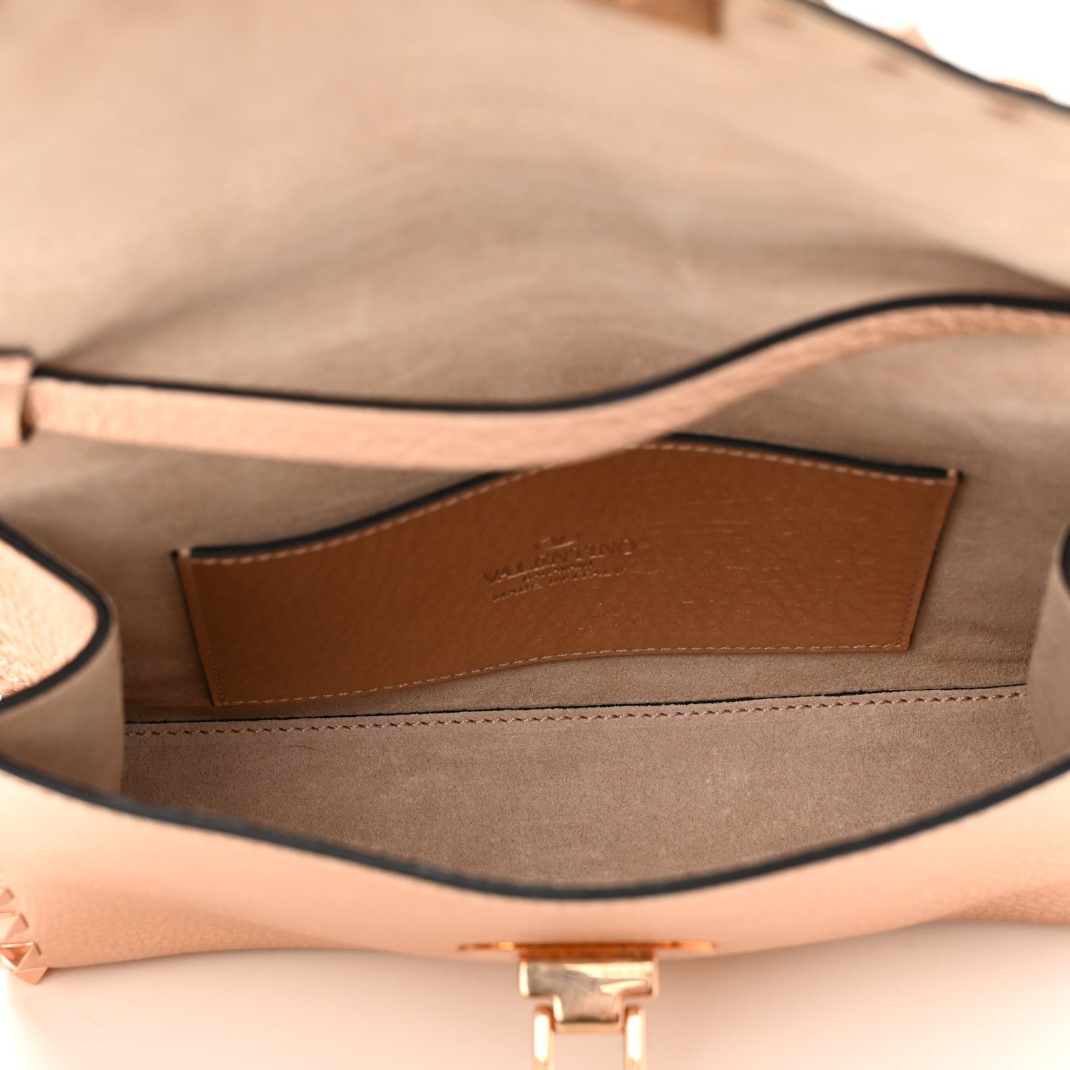 Valentino Garavani Metallic Pebbled Calfskin Medium Rockstud Flip Lock Crossbody Bag Rame 5 of 9