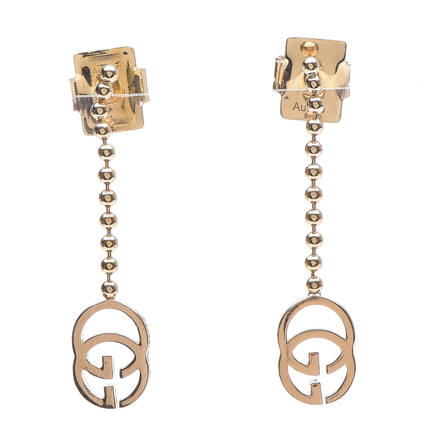 Gucci 18K Yellow Gold Running G Drop Earrings 1 of 5