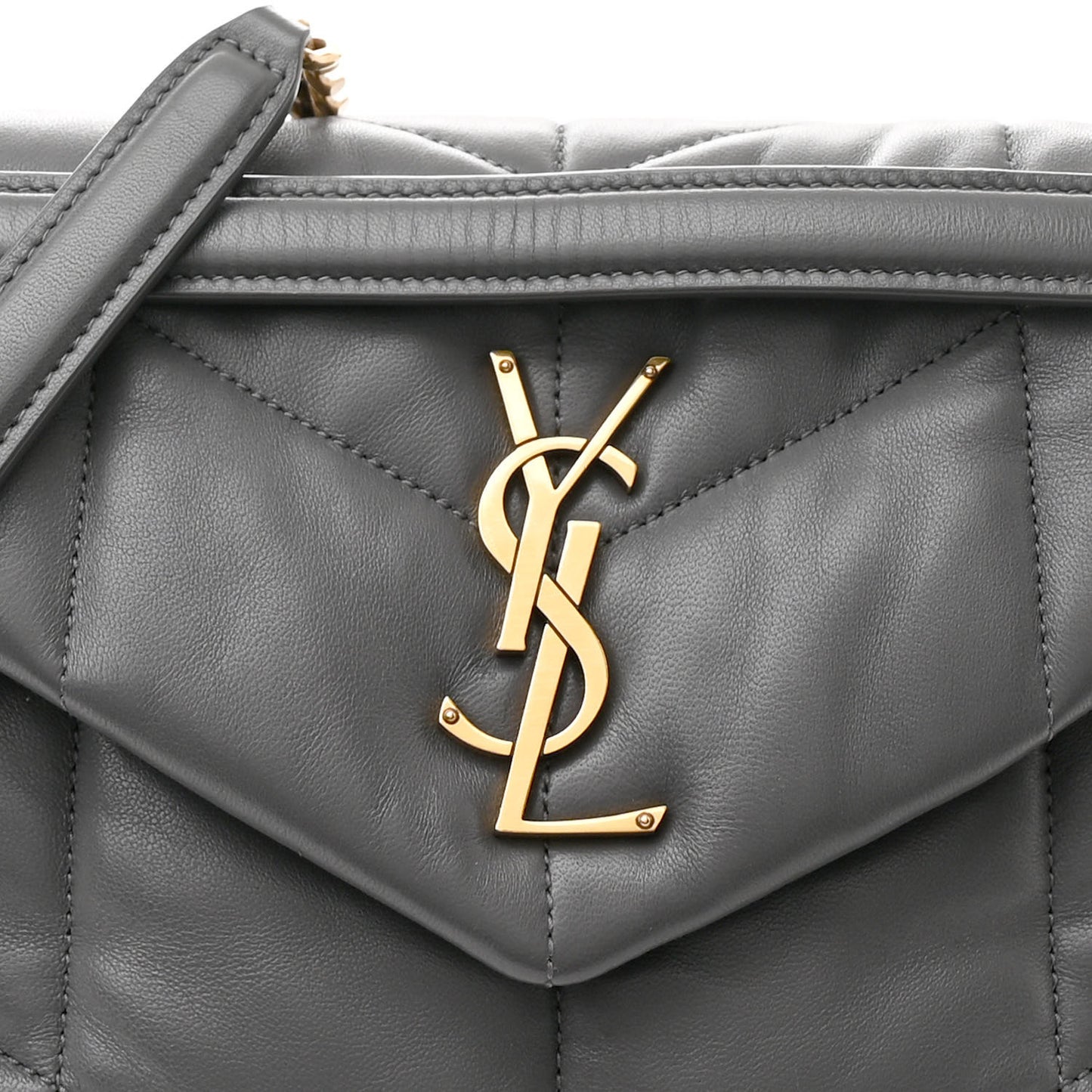 Lambskin Quilted Small Loulou Puffer Monogram Chain Satchel Storm