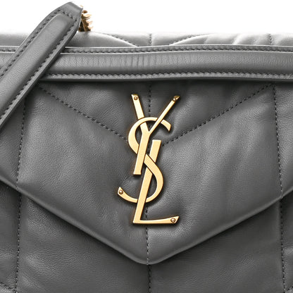 Saint Laurent Lambskin Quilted Small Loulou Puffer Monogram Chain Satchel Storm 8 of 12