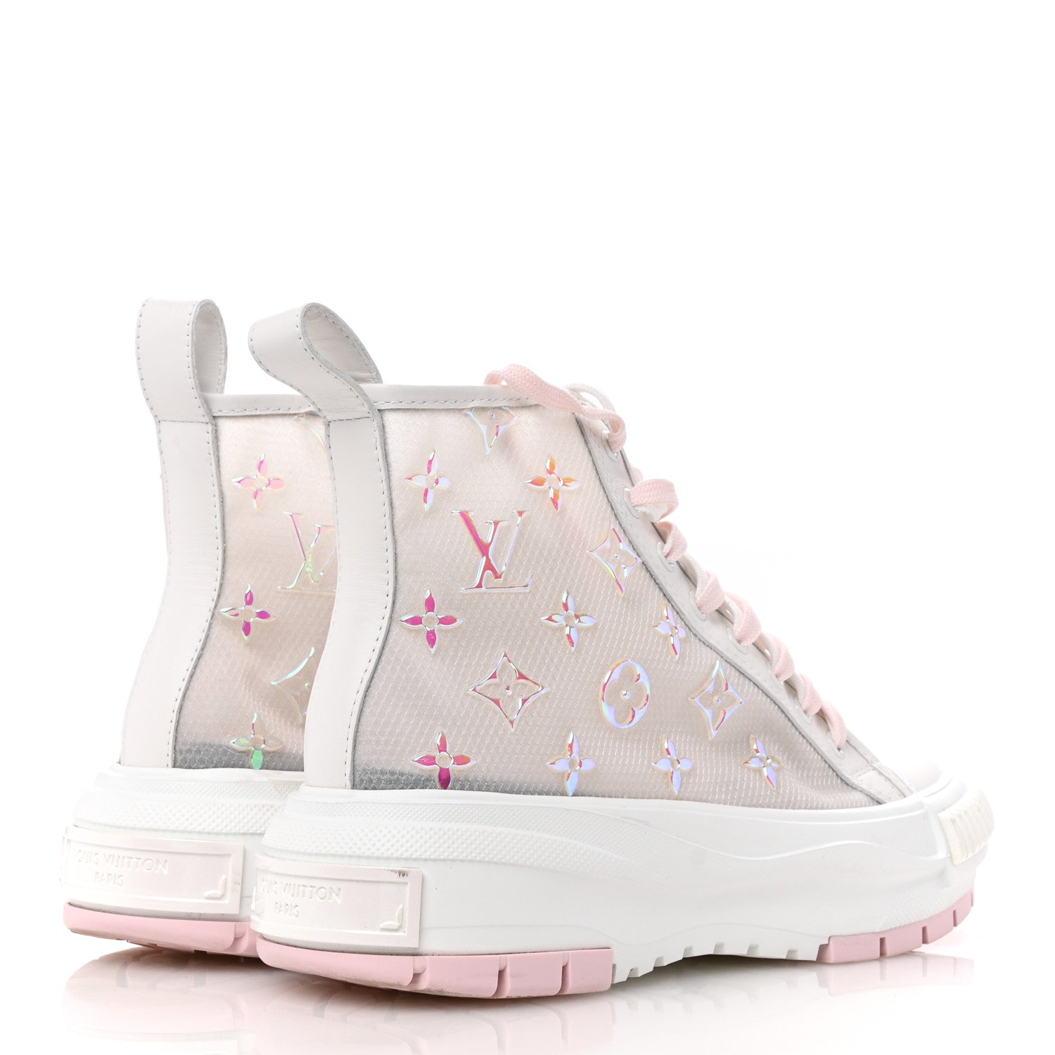 Louis Vuitton Iridescent Technical Mesh Monogram LV Squad Sneaker Boots 38.5 Rose Clair 5 of 12