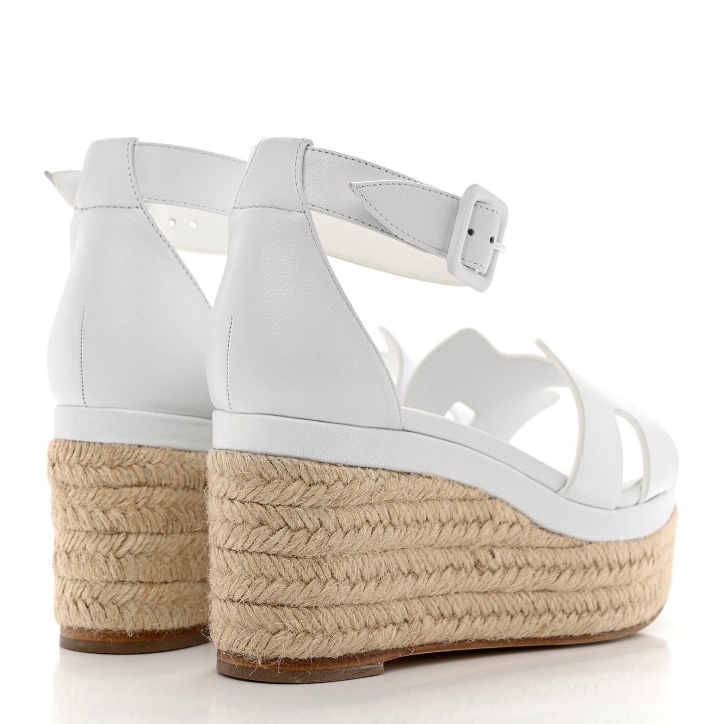 Goatskin Elda Espadrille Wedge Sandals 35 White