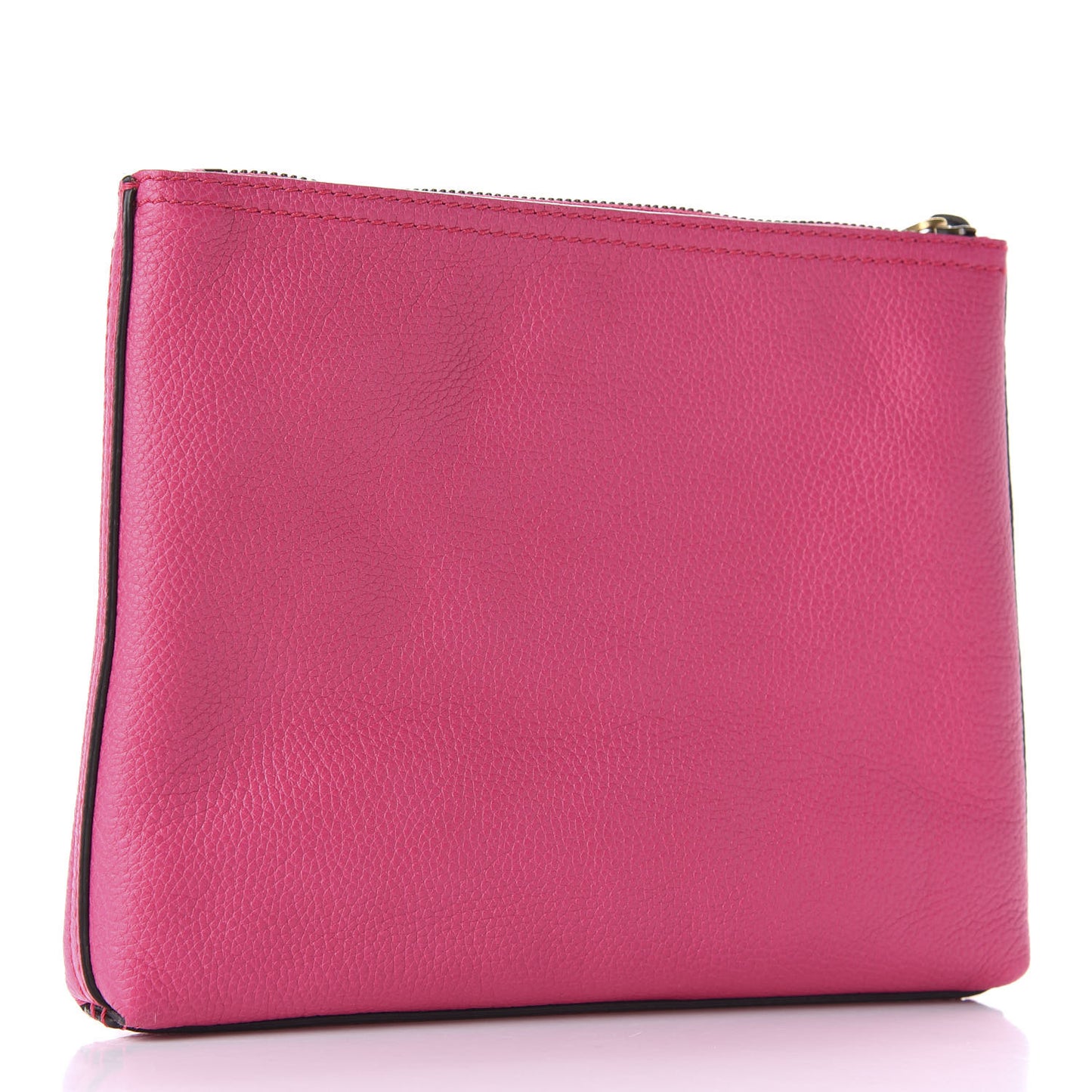 Pebbled Calfskin Medium Logo Portfolio Clutch Box Pink Green