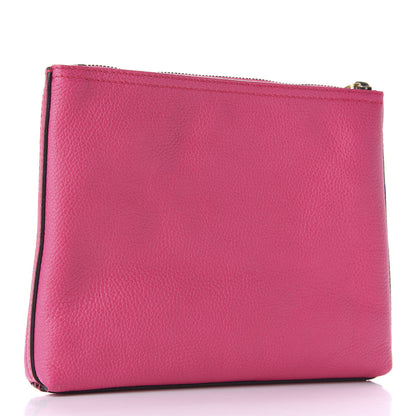 Gucci Pebbled Calfskin Medium Logo Portfolio Clutch Box Pink Green 3 of 7