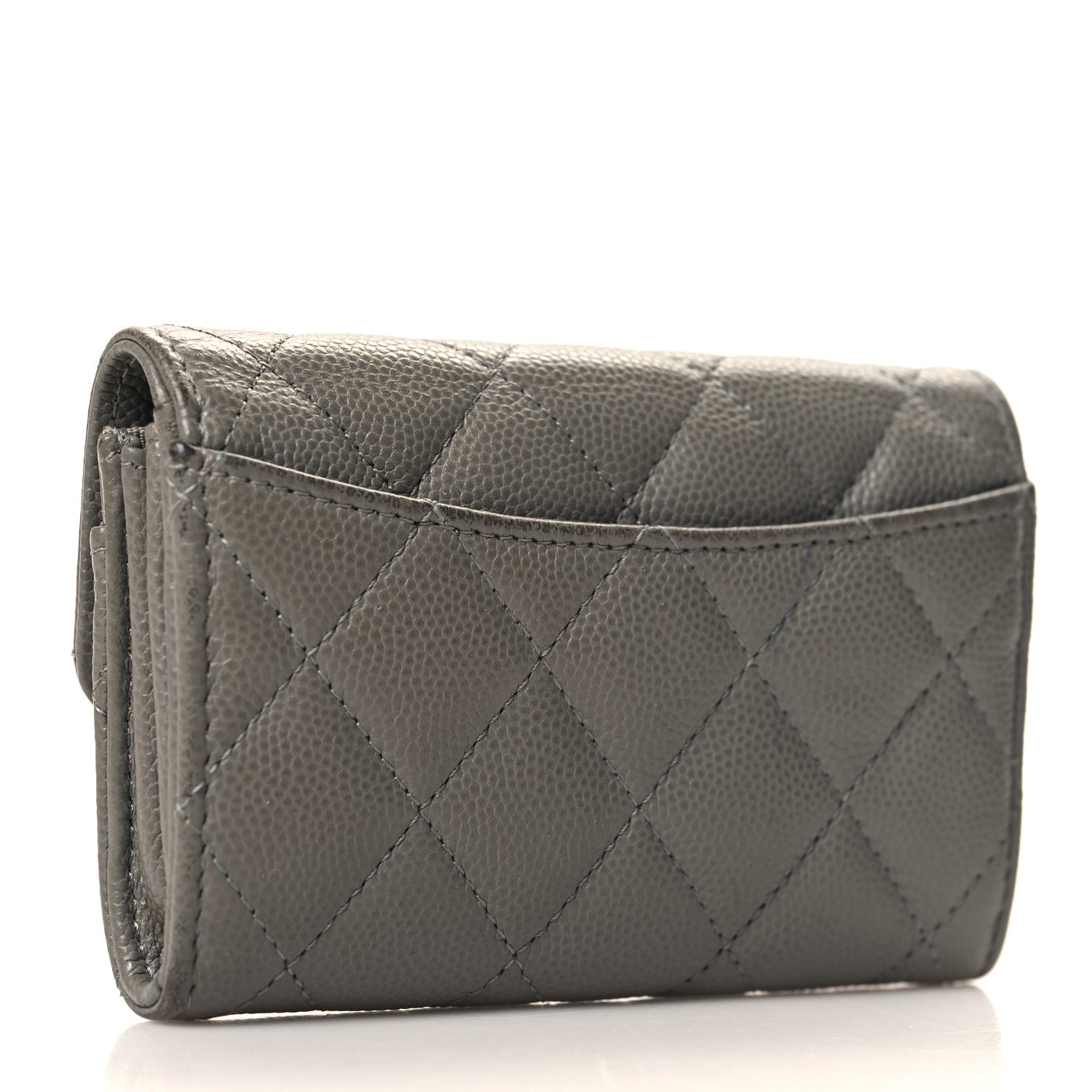 Chanel Caviar Quilted Flap Card Holder Wallet Dark Grey 3 of 10
