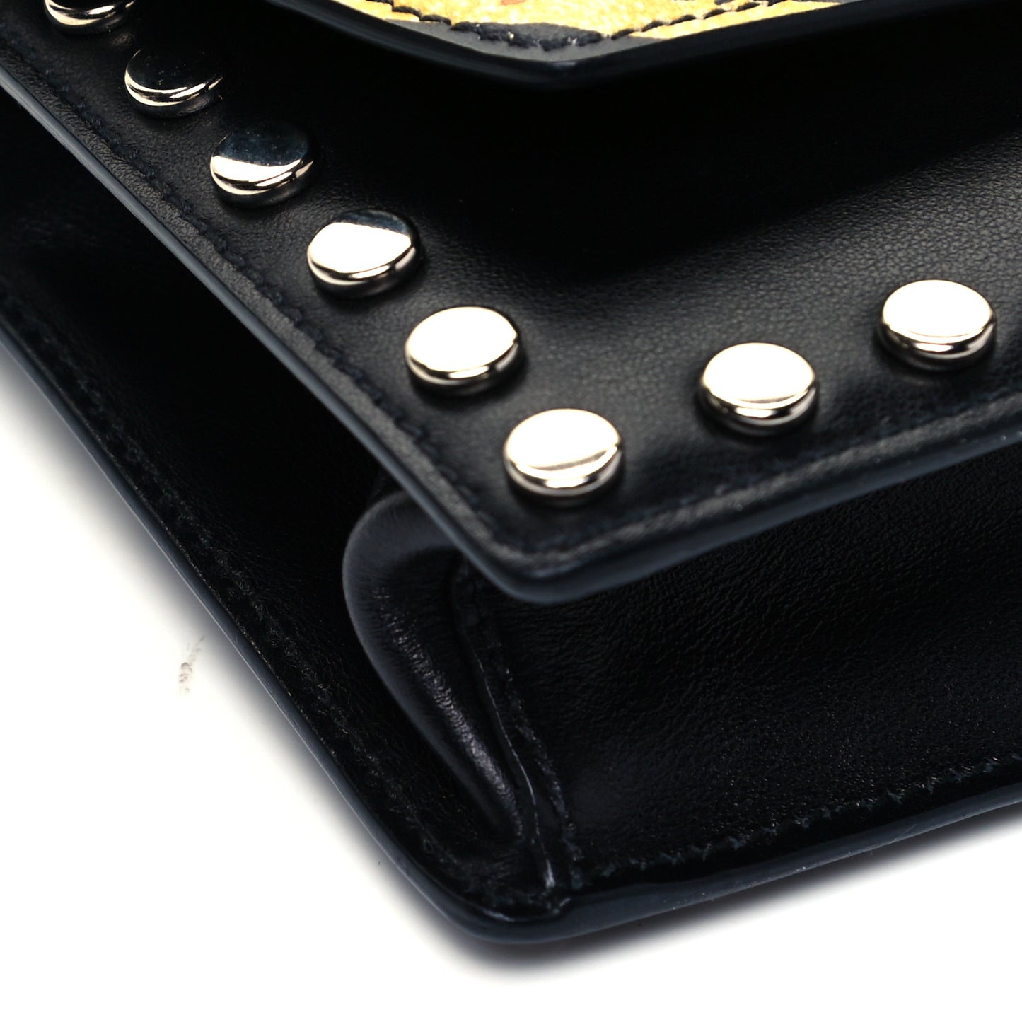 City Calfskin Comic Print Studded Elektra Shoulder Bag Topaz Black