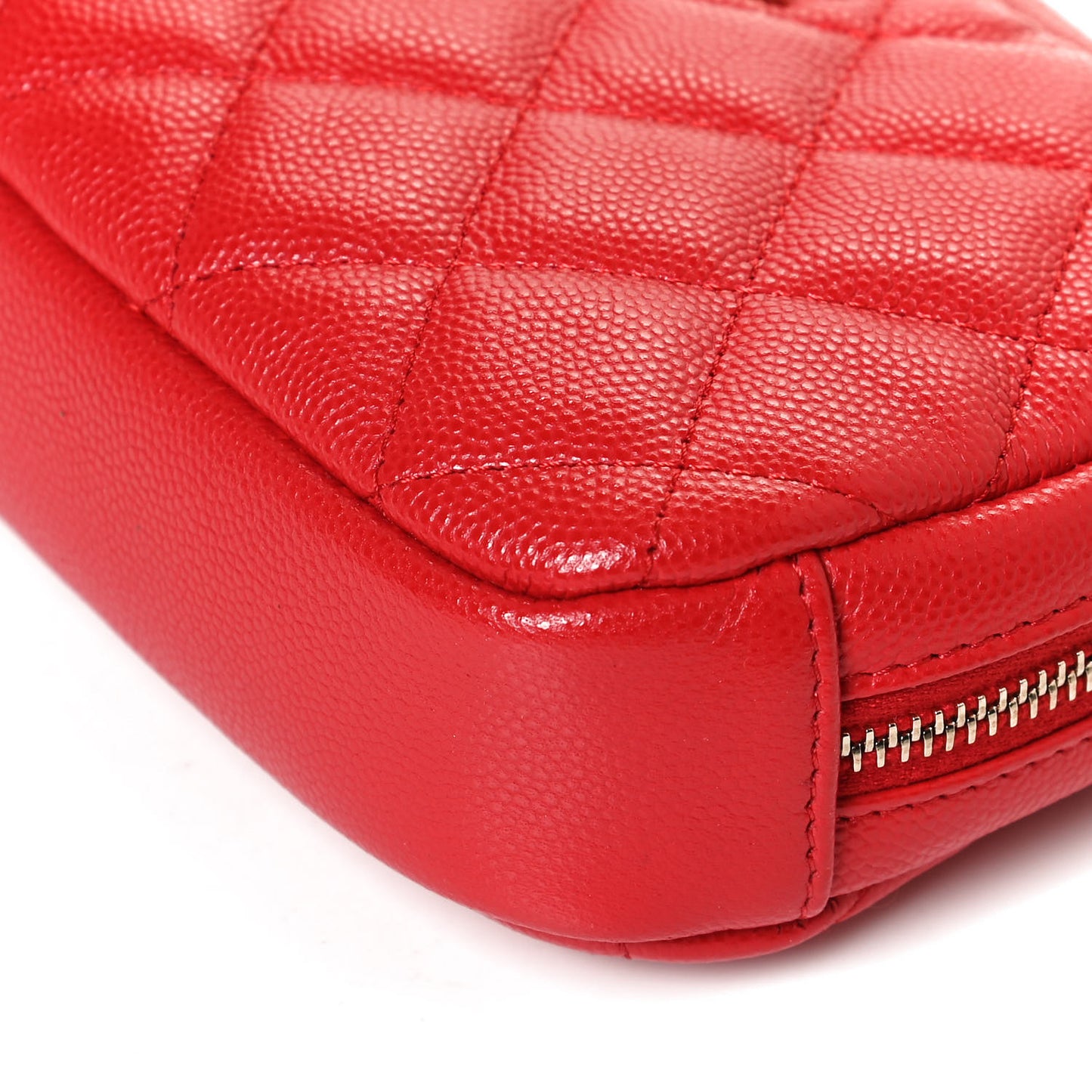 Caviar Quilted Small Curvy Pouch Cosmetic Case Red