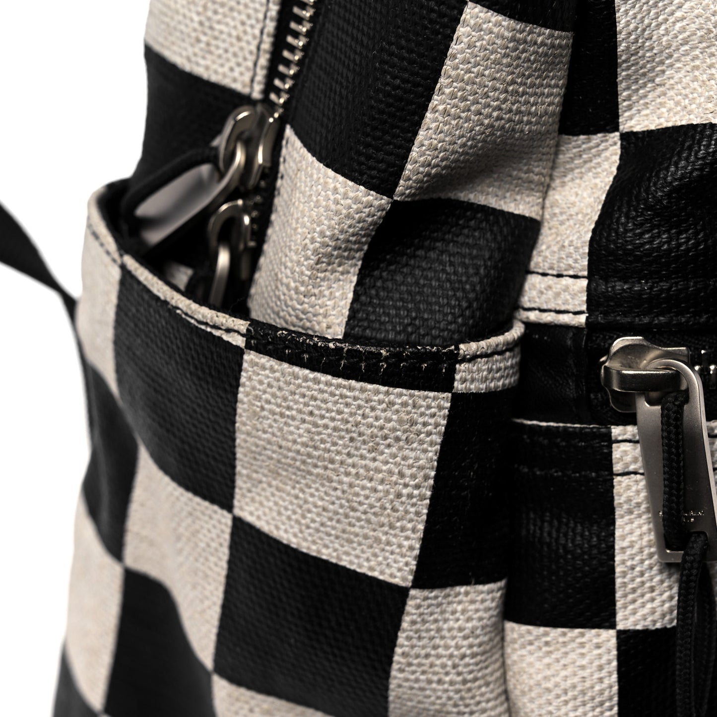 Calfskin Checked Print Nuxx Backpack Black White