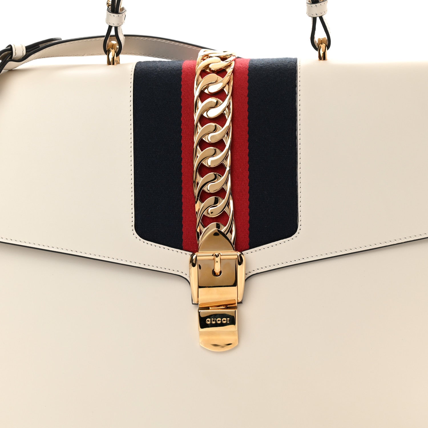 Gucci Calfskin Maxi Sylvie Top Handle Bag White 8 of 12