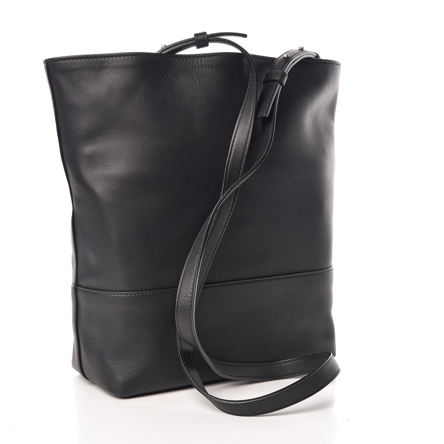 Smooth Matte Calfskin Bucket Bag Black