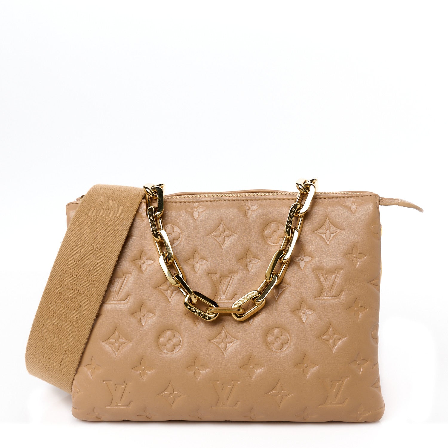 Louis Vuitton Lambskin Embossed Monogram Coussin PM Camel 1 of 11