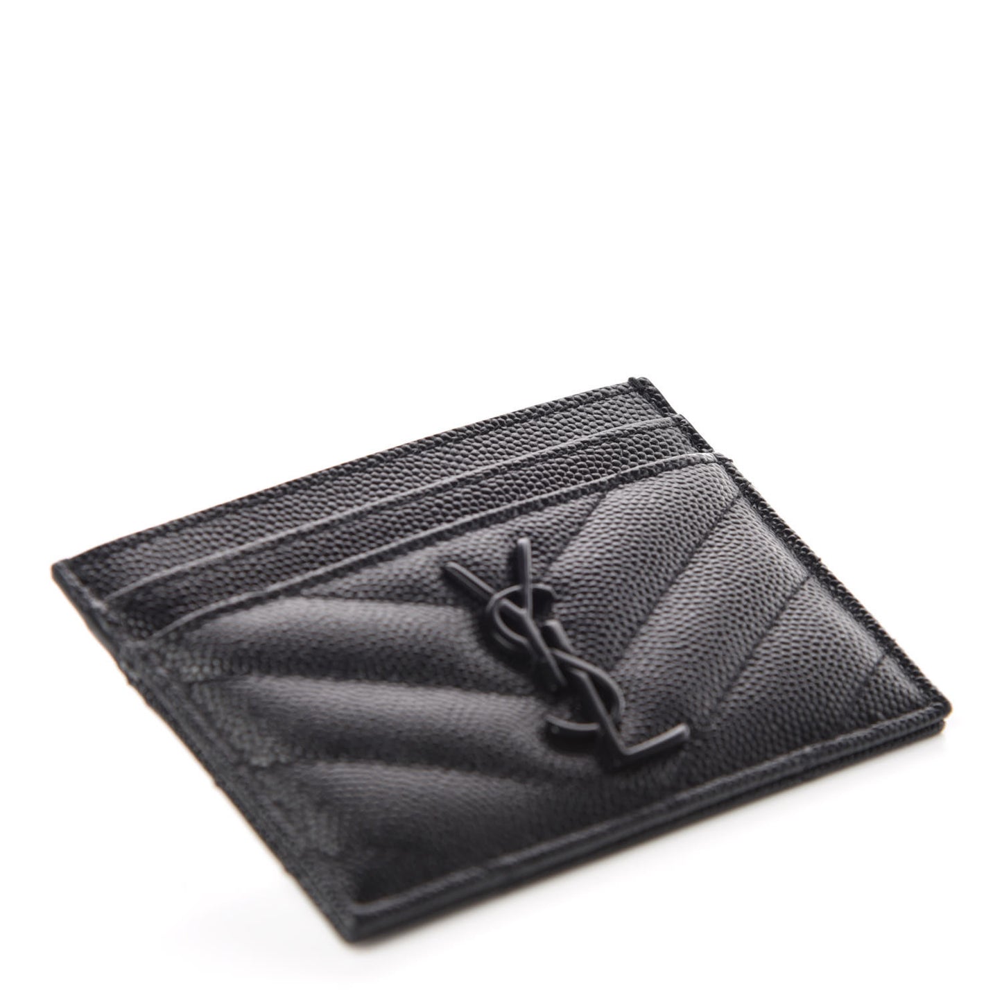 Grain De Poudre Matelasse Chevron Monogram Credit Card Case Black