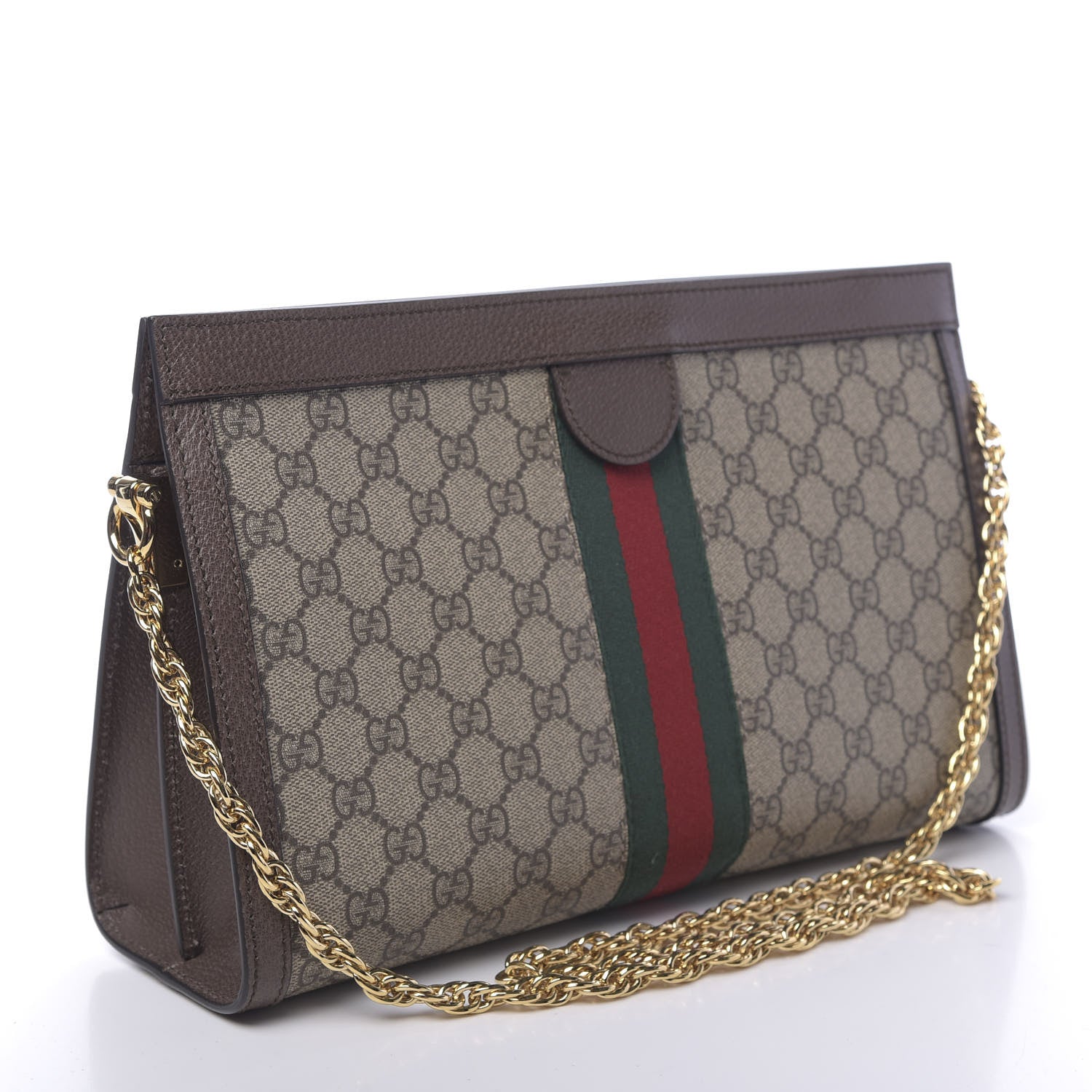 Gucci GG Supreme Monogram Web Medium Ophidia Chain Shoulder Bag Brown 3 of 10