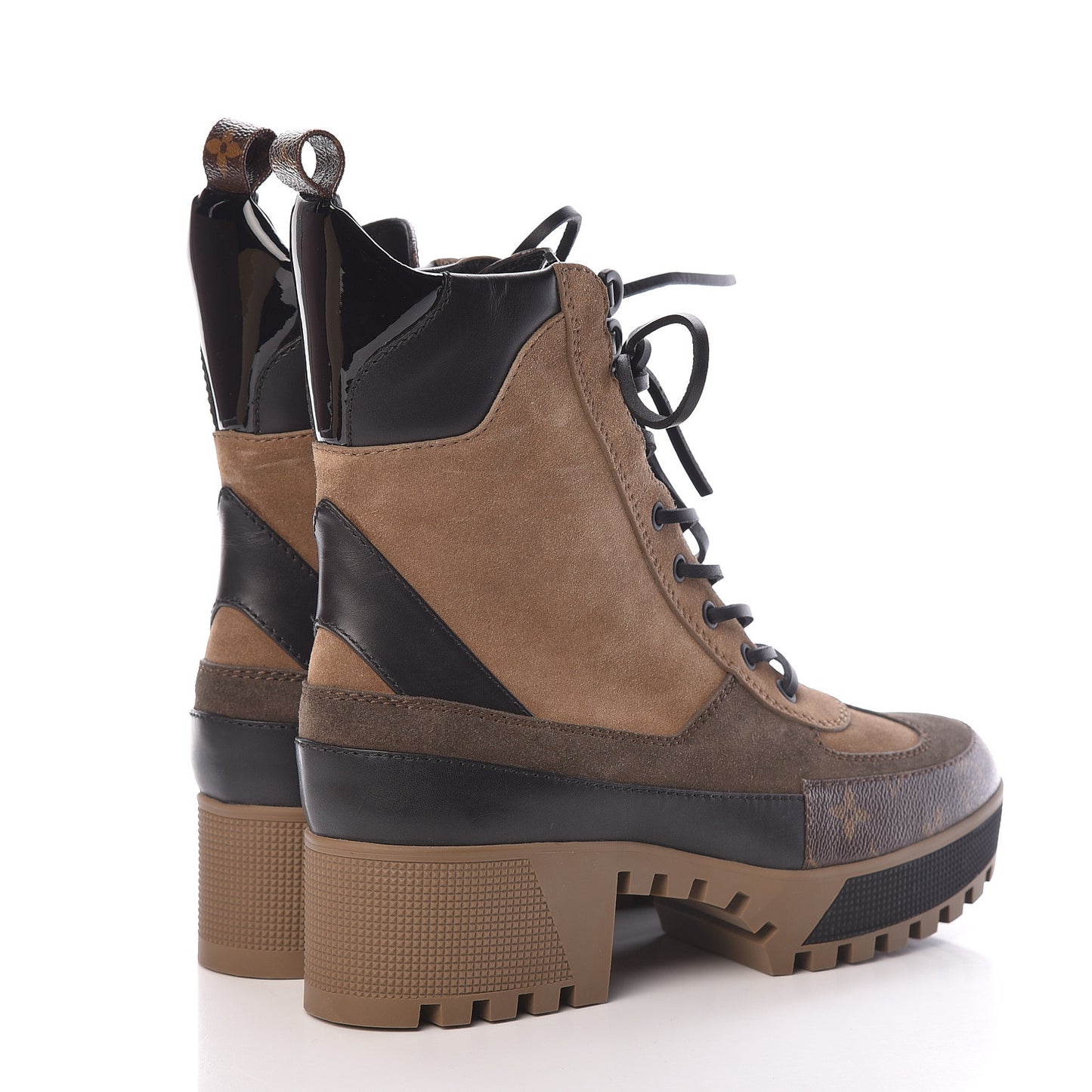 Suede Calfskin Monogram Laureate Platform Desert Boots 41 Taupe
