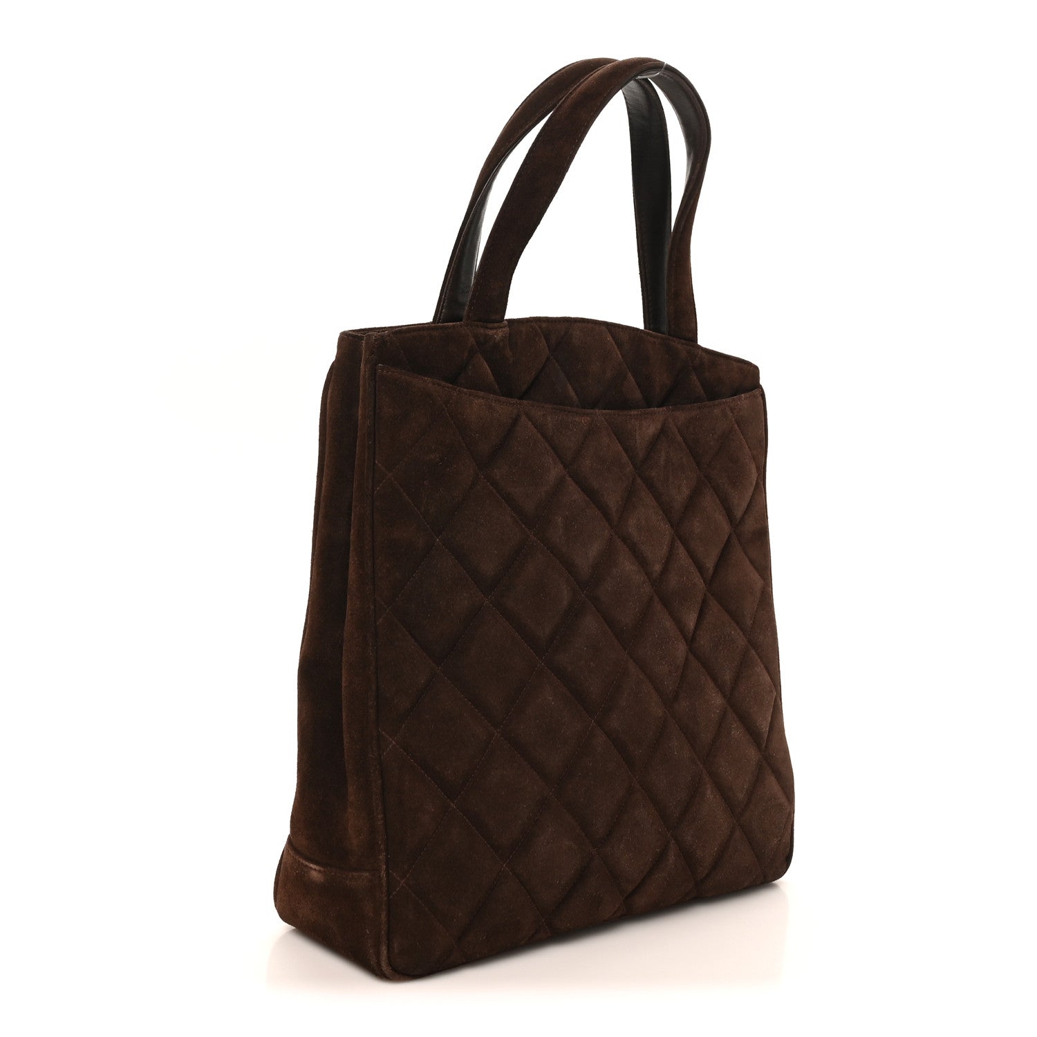Chanel Suede Quilted Tote Brown 3 of 10