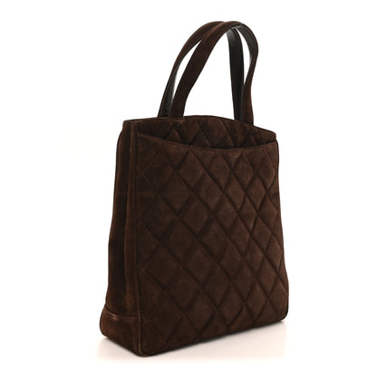 Chanel Suede Quilted Tote Brown 3 of 10