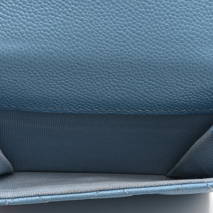 Chanel Caviar Quilted Double Flap Wallet Light Blue 5 of 10