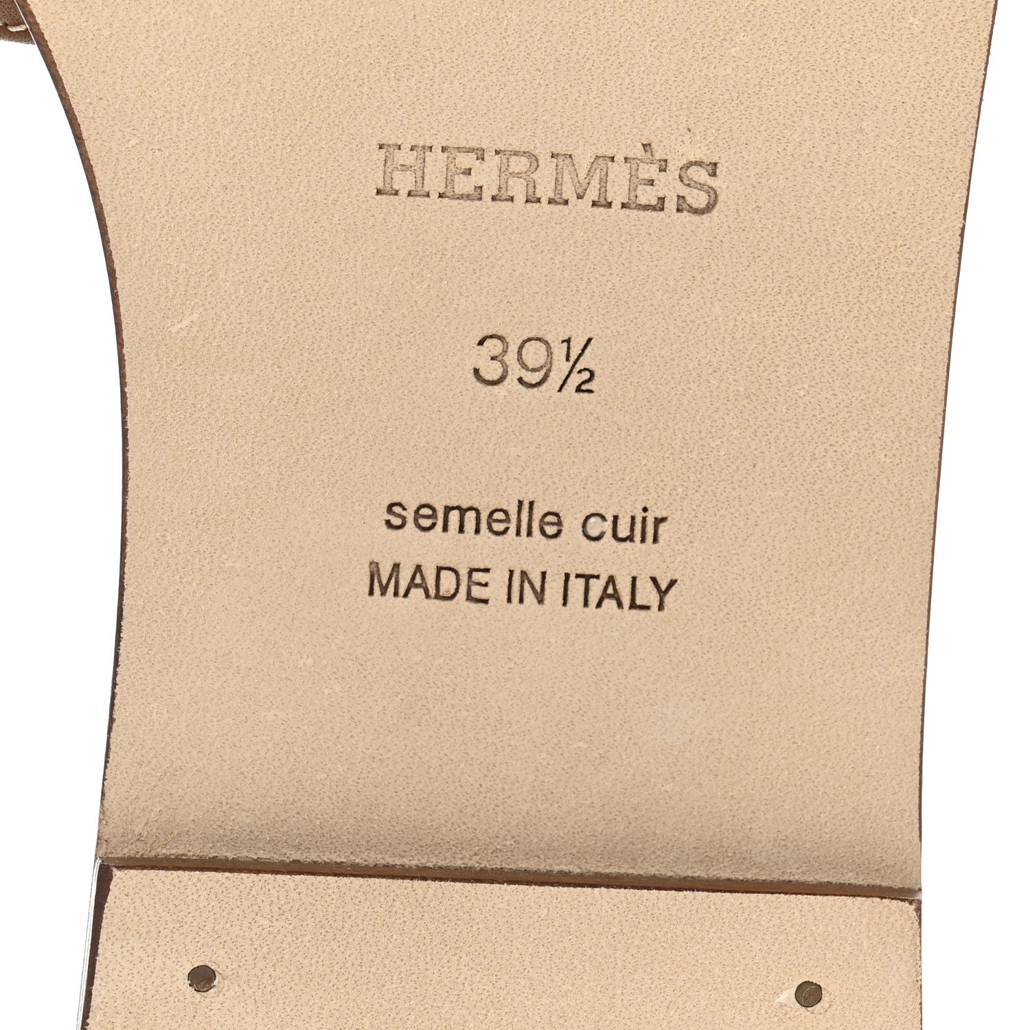 Hermes Box Calfskin Oran Sandals 39.5 Gold 7 of 9