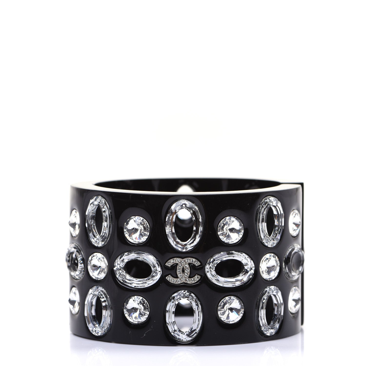Chanel Resin Crystal CC Cuff Black 4 of 10