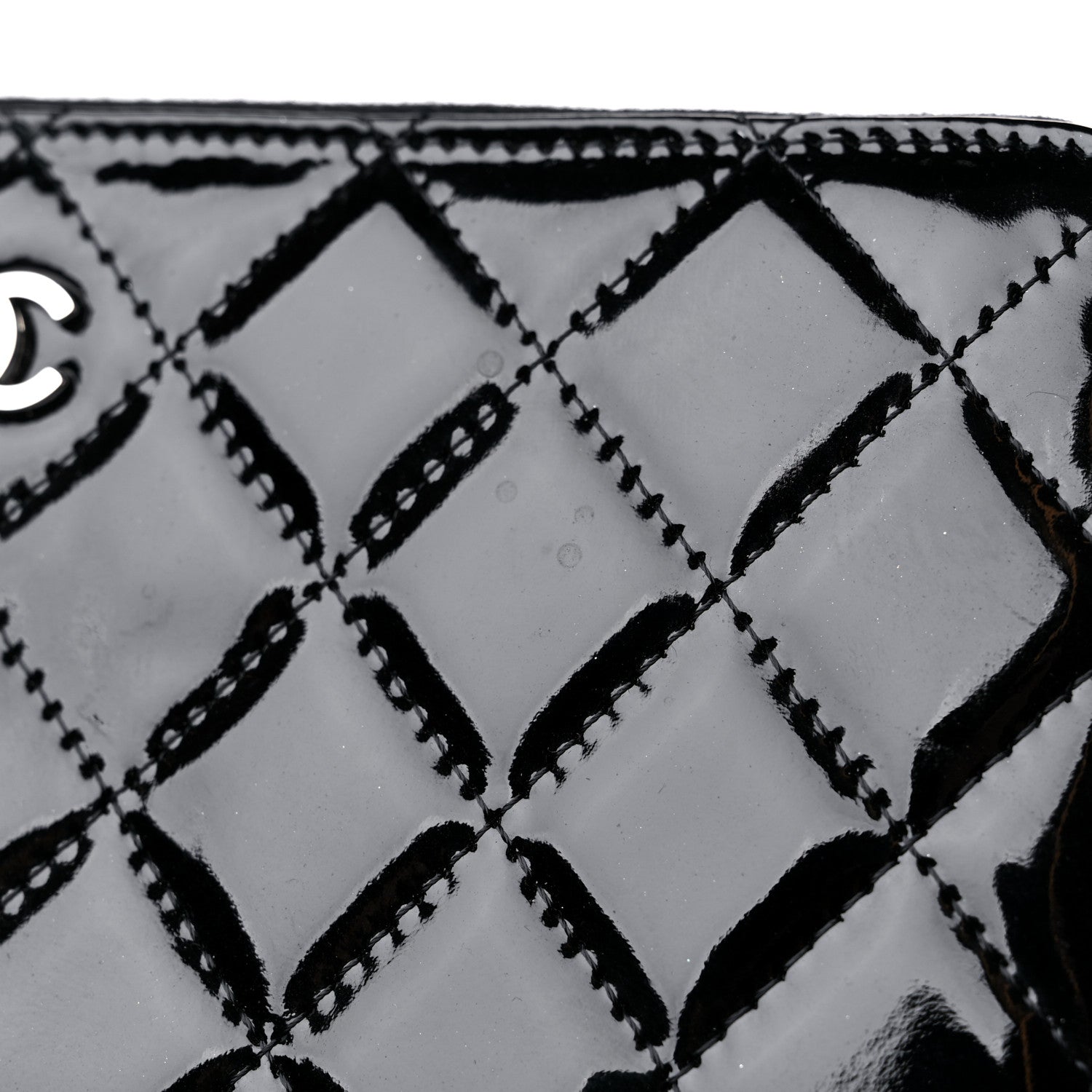 Chanel Patent Quilted Large Gusset Zip Around Wallet Black 11 of 11