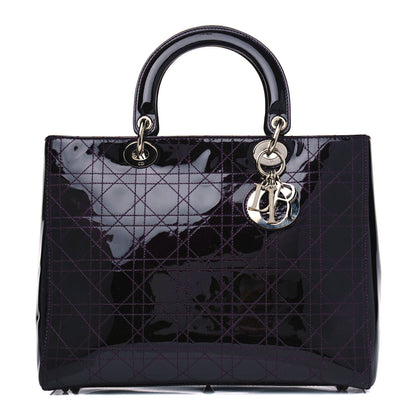 Christian Dior Patent Cannage Stitched Large Lady Dior Dark Purple 1 of 4