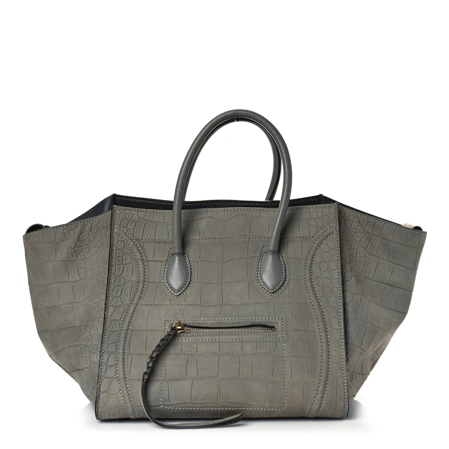 Crocodile Embossed Nubuck Medium Phantom Luggage Grey