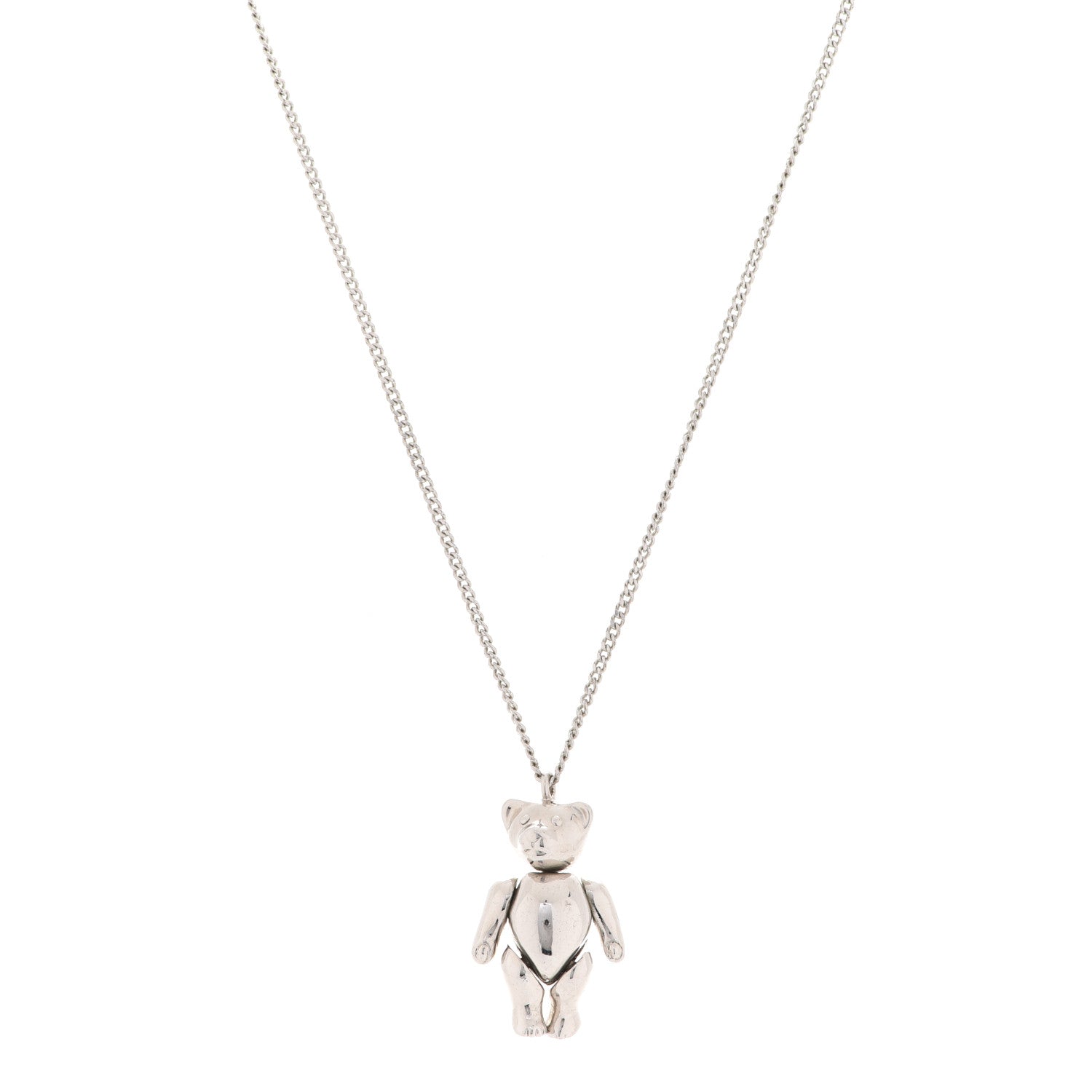 Christian Dior Teddy Bear Necklace Silver 1 of 7