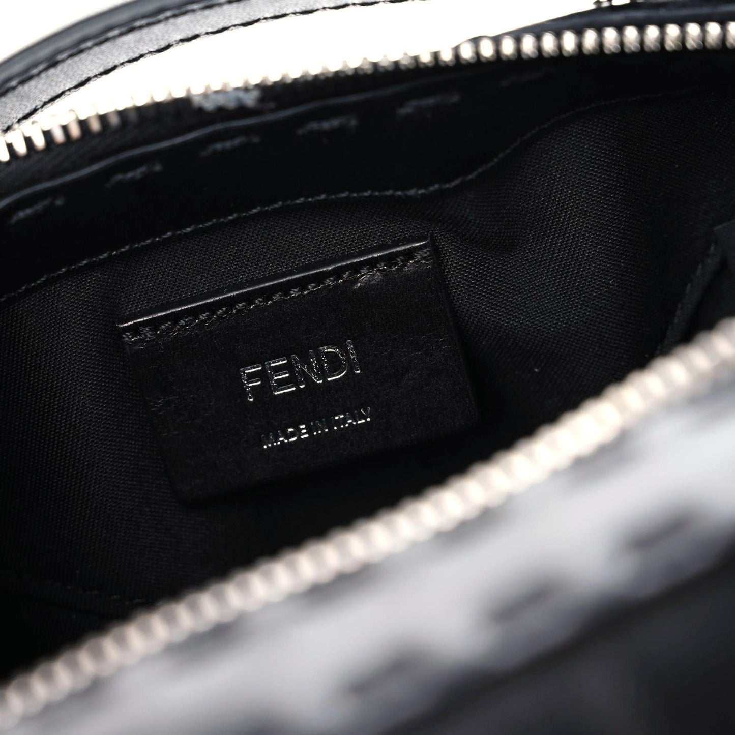 Recycled Fabric Jacquard Vitello Astro FF 1974 Mini Suitcase Bag Asfalto Black