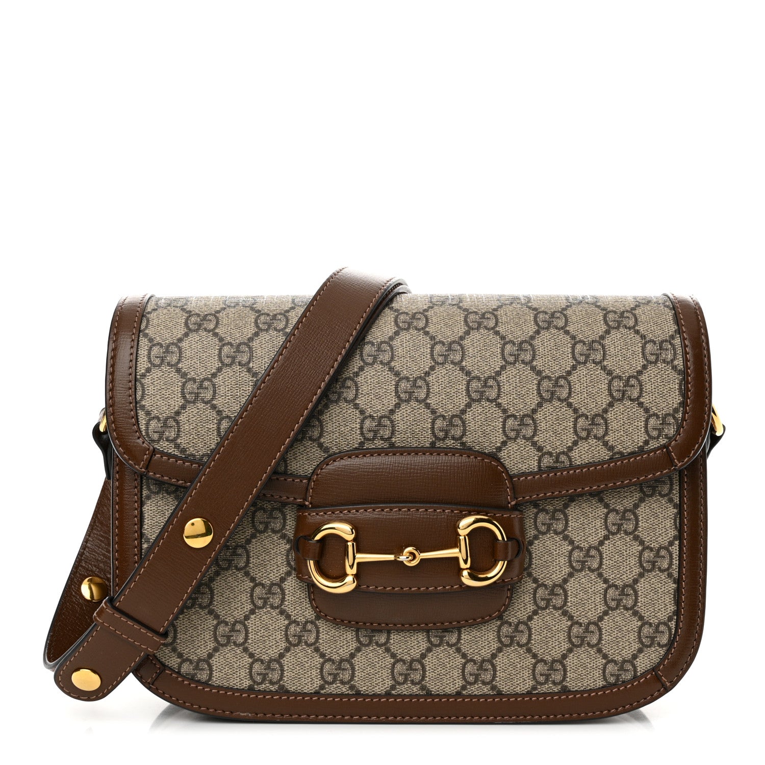 Gucci GG Supreme Monogram Horsebit 1955 Shoulder Bag Beige Brown Sugar 1 of 16