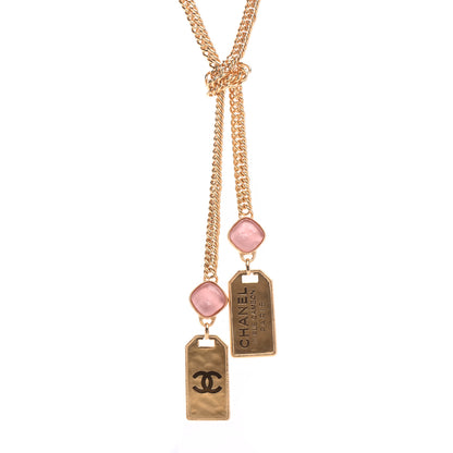 Chanel Metal CC Tags Pendant Choker Gold Pink 1 of 5