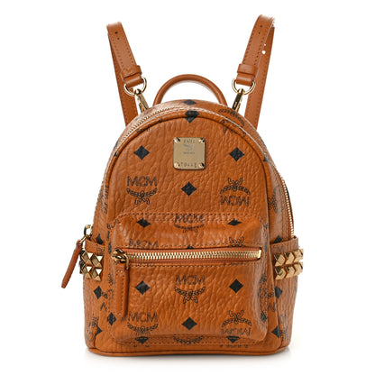 MCM Visetos Side Stud X-Mini Stark Bebe Boo Backpack Cognac 1 of 8