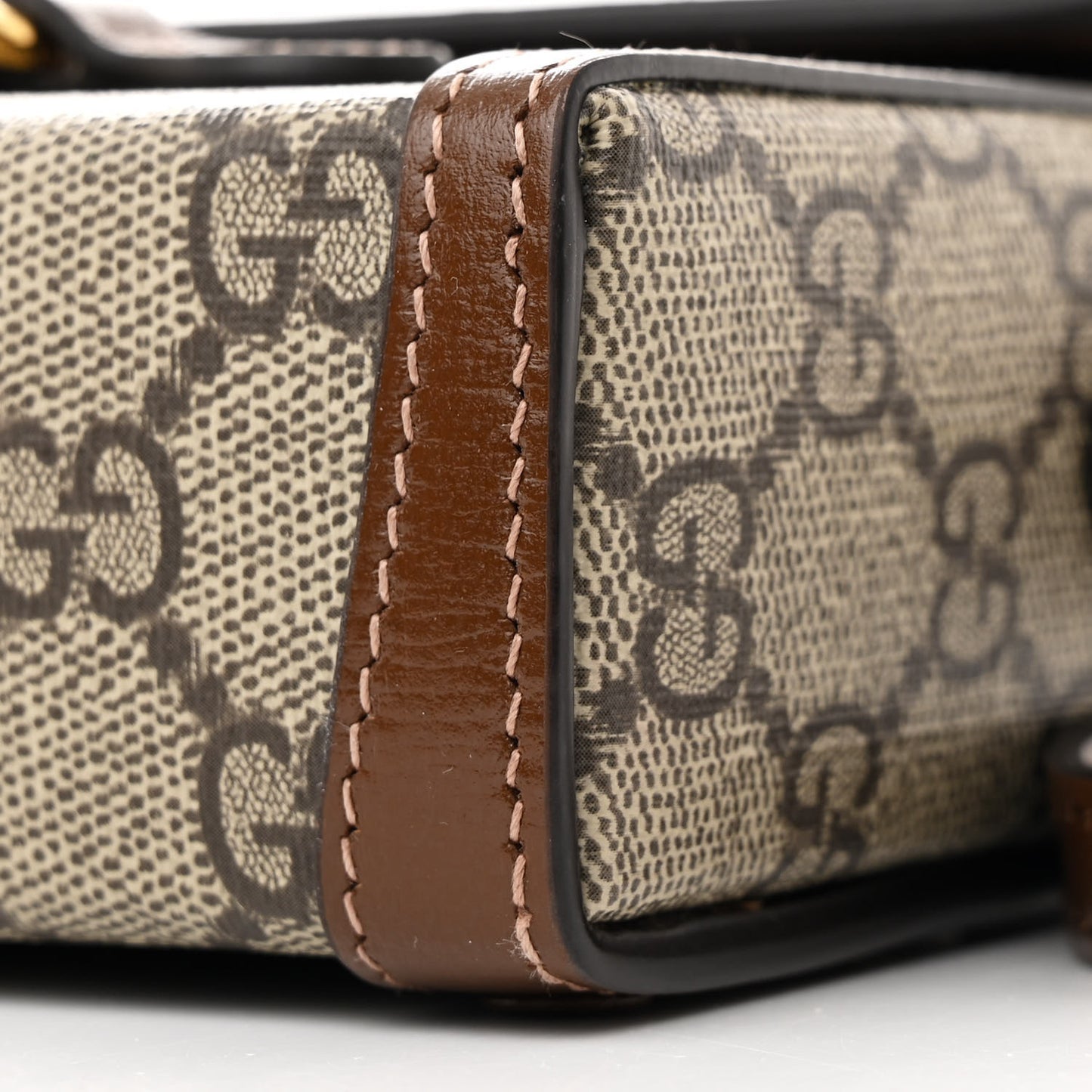 GG Supreme Monogram Mini Horsebit 1955 Shoulder Bag Beige Brown Sugar