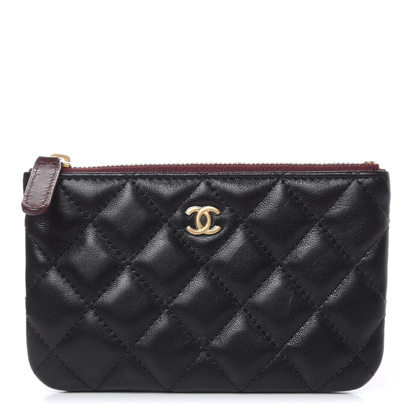 Lambskin Quilted Small Cosmetic Case Black