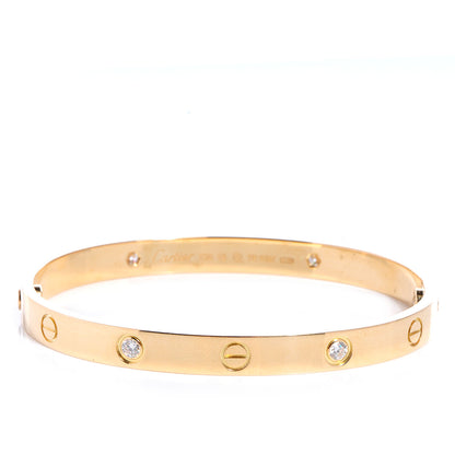 Cartier 18K Yellow Gold 4 Diamond LOVE Bracelet 18 1 of 5