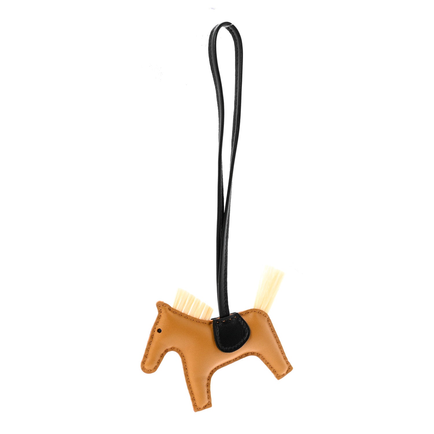 Hermes Milo Lambskin Horse Hair Grigri Rodeo Bag Charm PM Sesame Craie Black 1 of 4