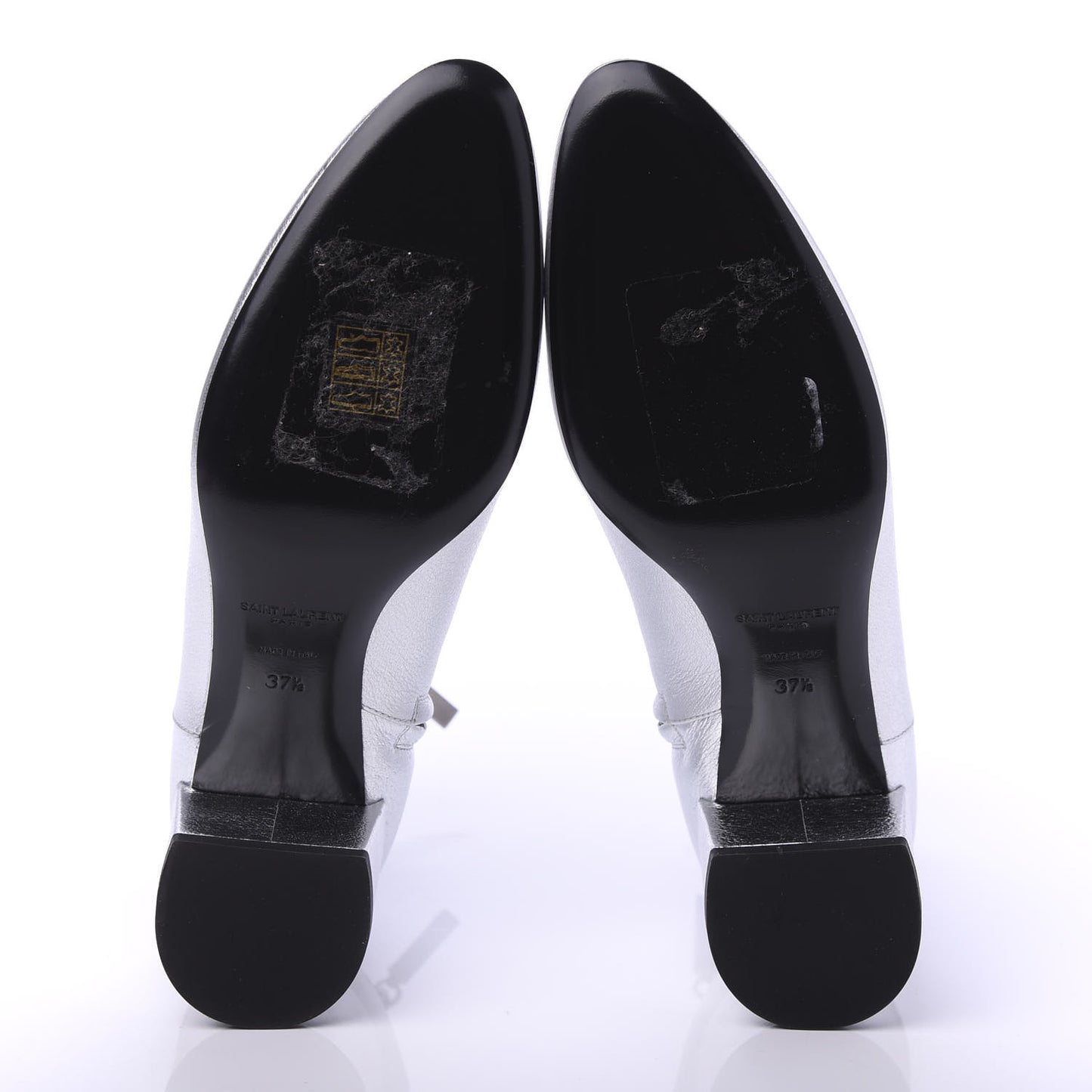 Metallic Calfskin Loulou 50 Ankle Booties 37.5 Silver