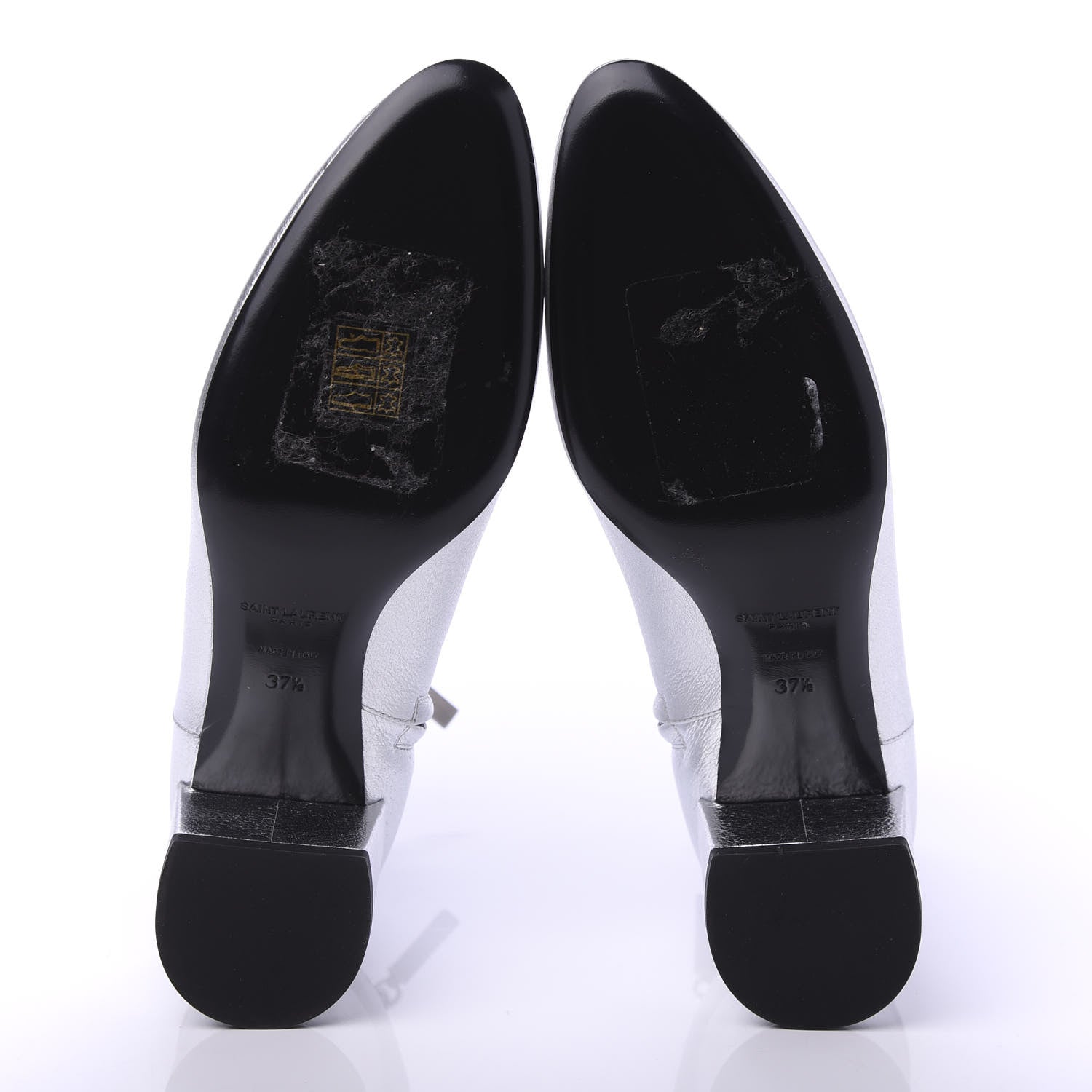 Saint Laurent Metallic Calfskin Loulou 50 Ankle Booties 37.5 Silver 5 of 8