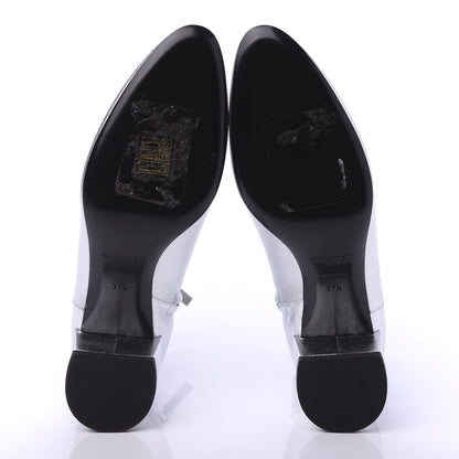 Saint Laurent Metallic Calfskin Loulou 50 Ankle Booties 37.5 Silver 5 of 8