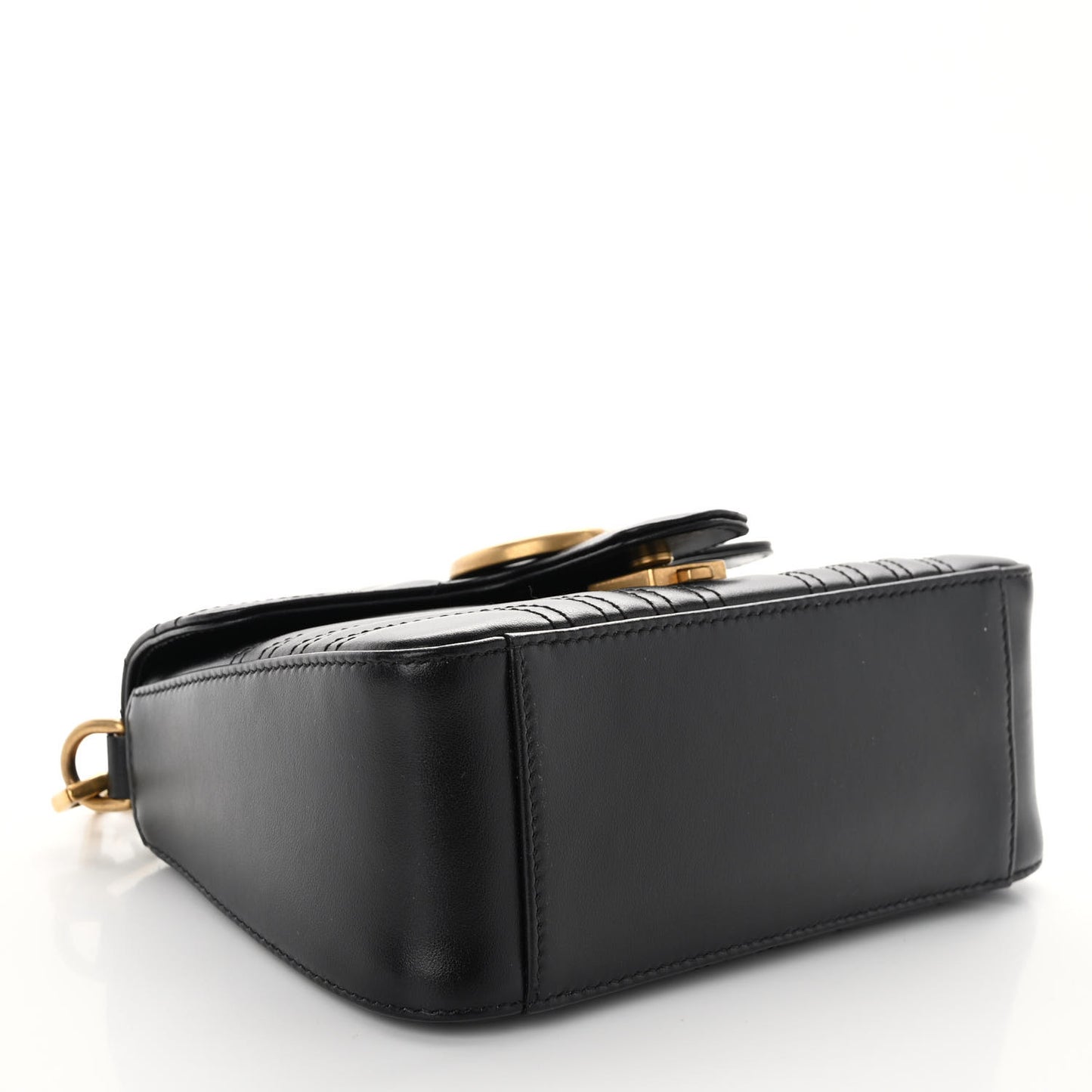 Calfskin Matelasse Mini GG Marmont Top Handle Shoulder Bag Black